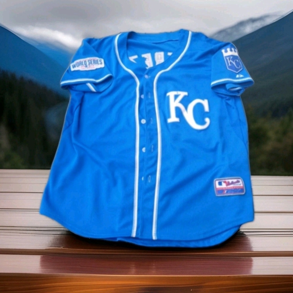 Kids Blue KC Baseball Jersey
